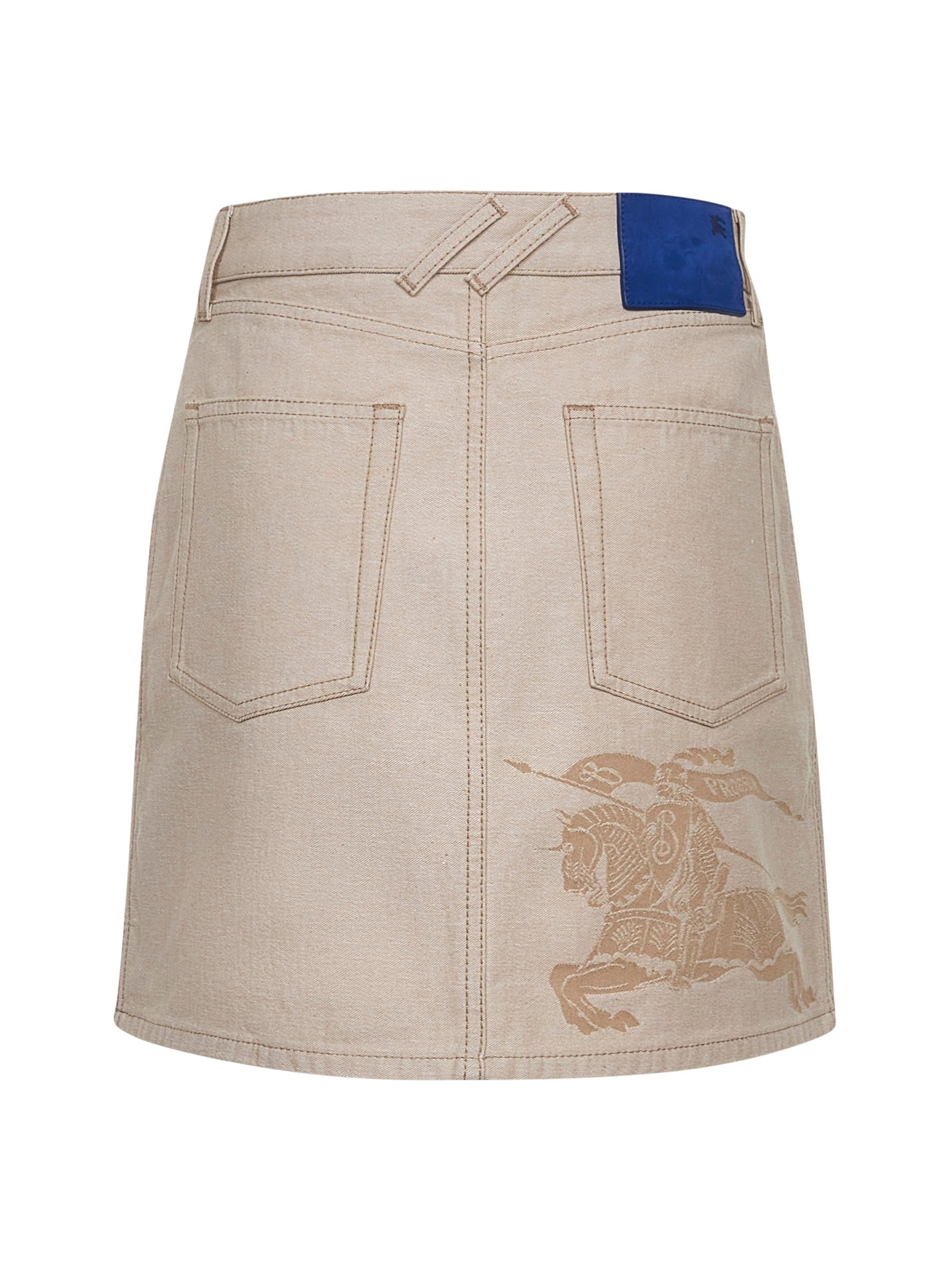 Beige cotton denim mini skirt - 2