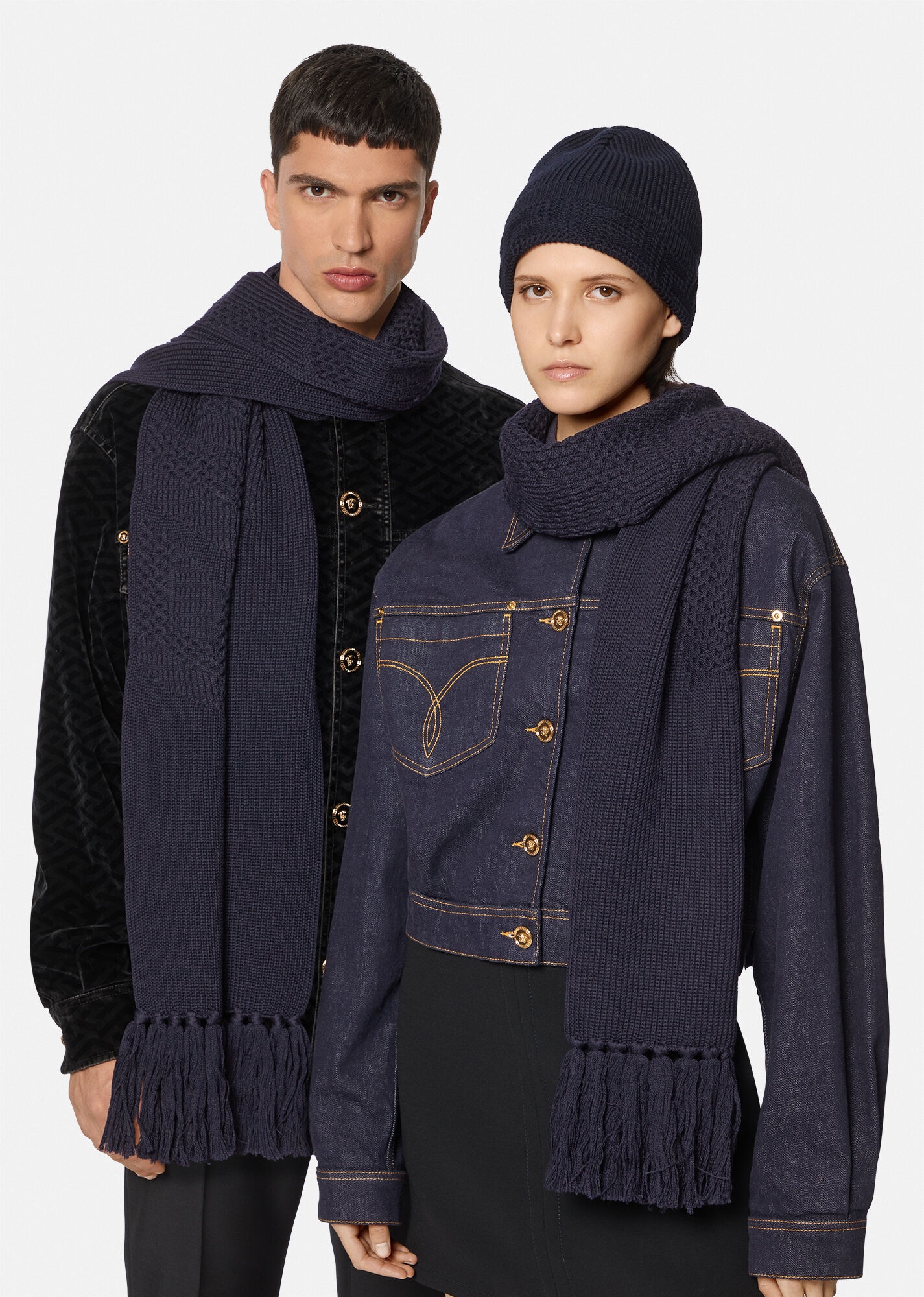 Greca Pattern Wool Scarf - 2