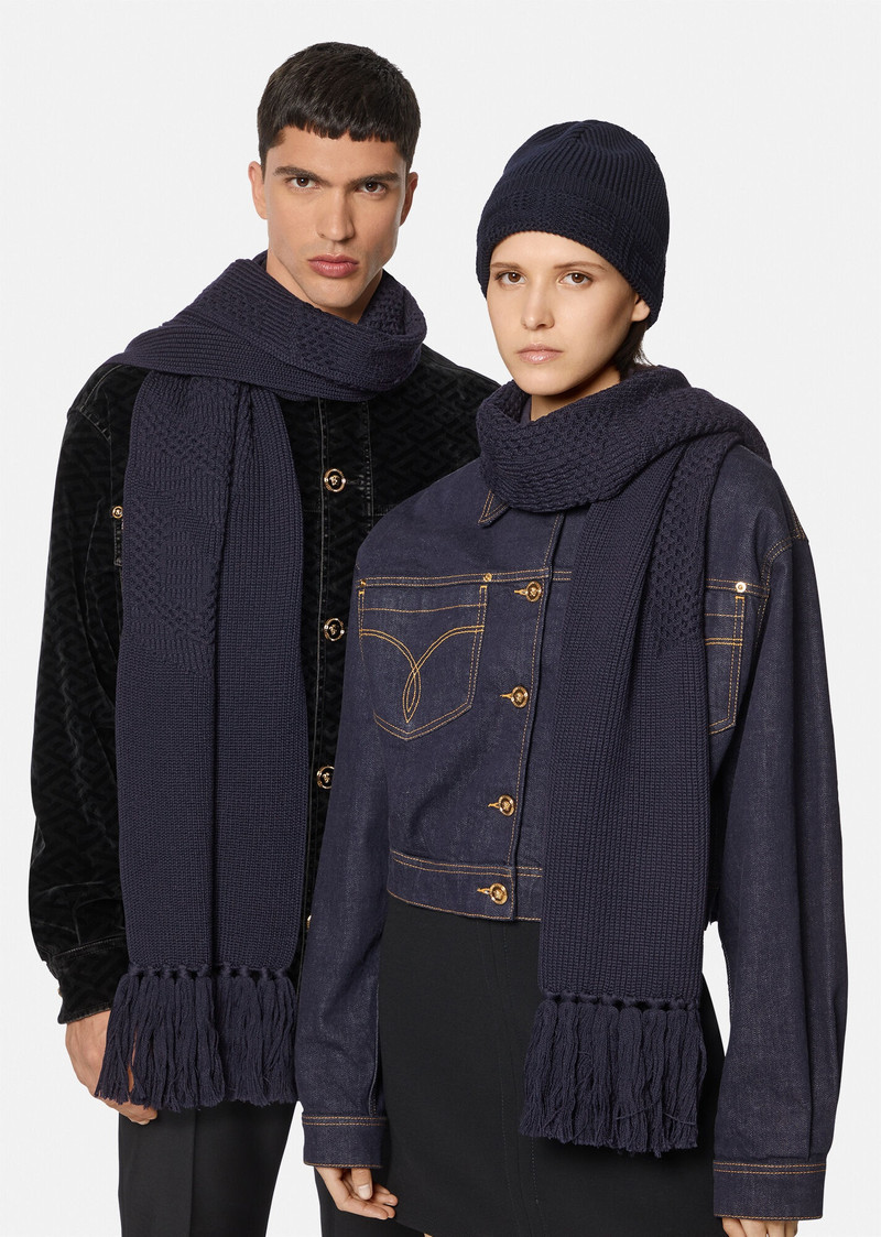 VERSACE Greca Pattern Wool Scarf outlook