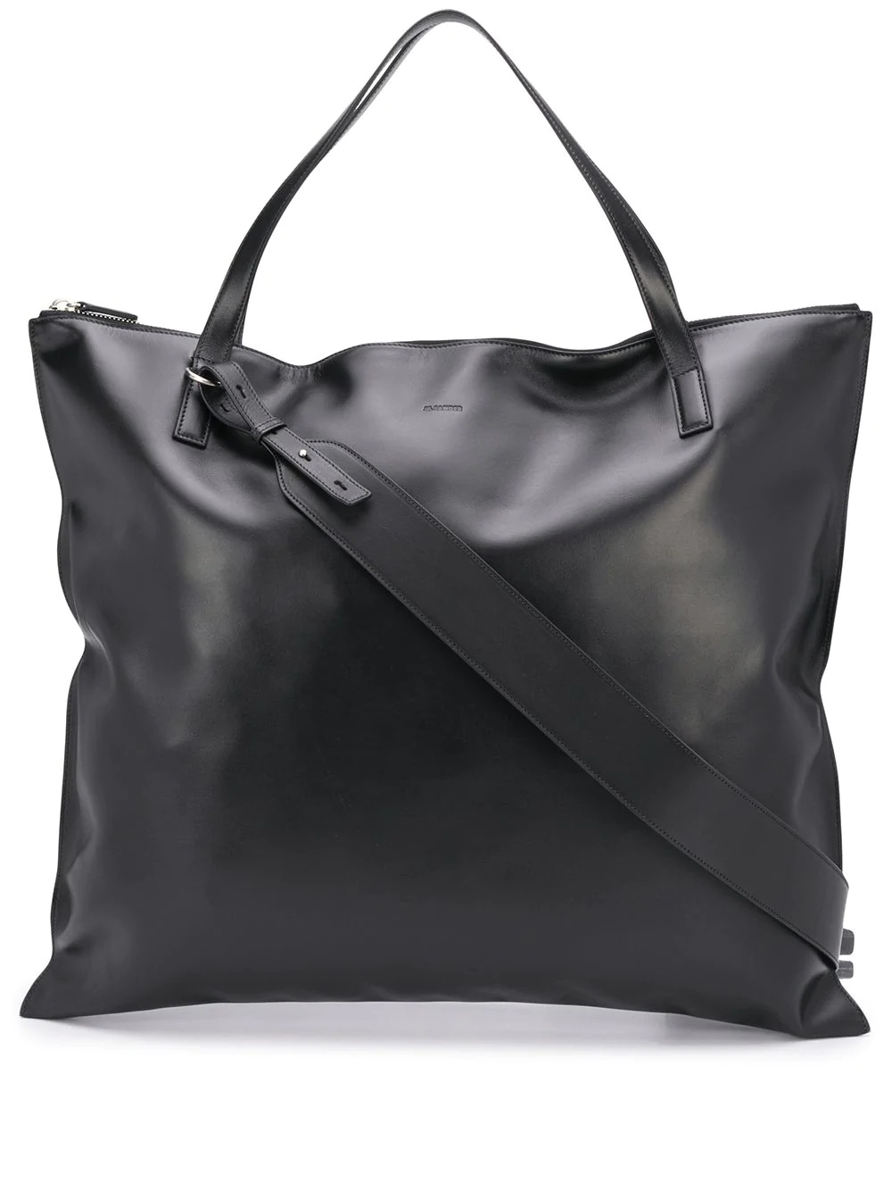 zip-up leather tote bag - 1