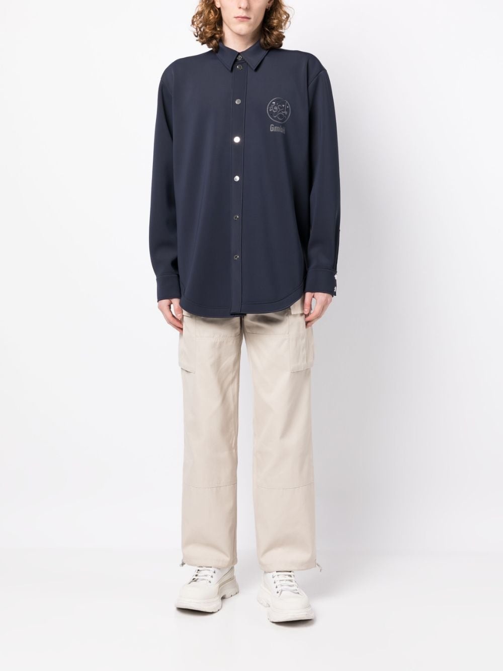 logo-print recycled nylon shirt - 2