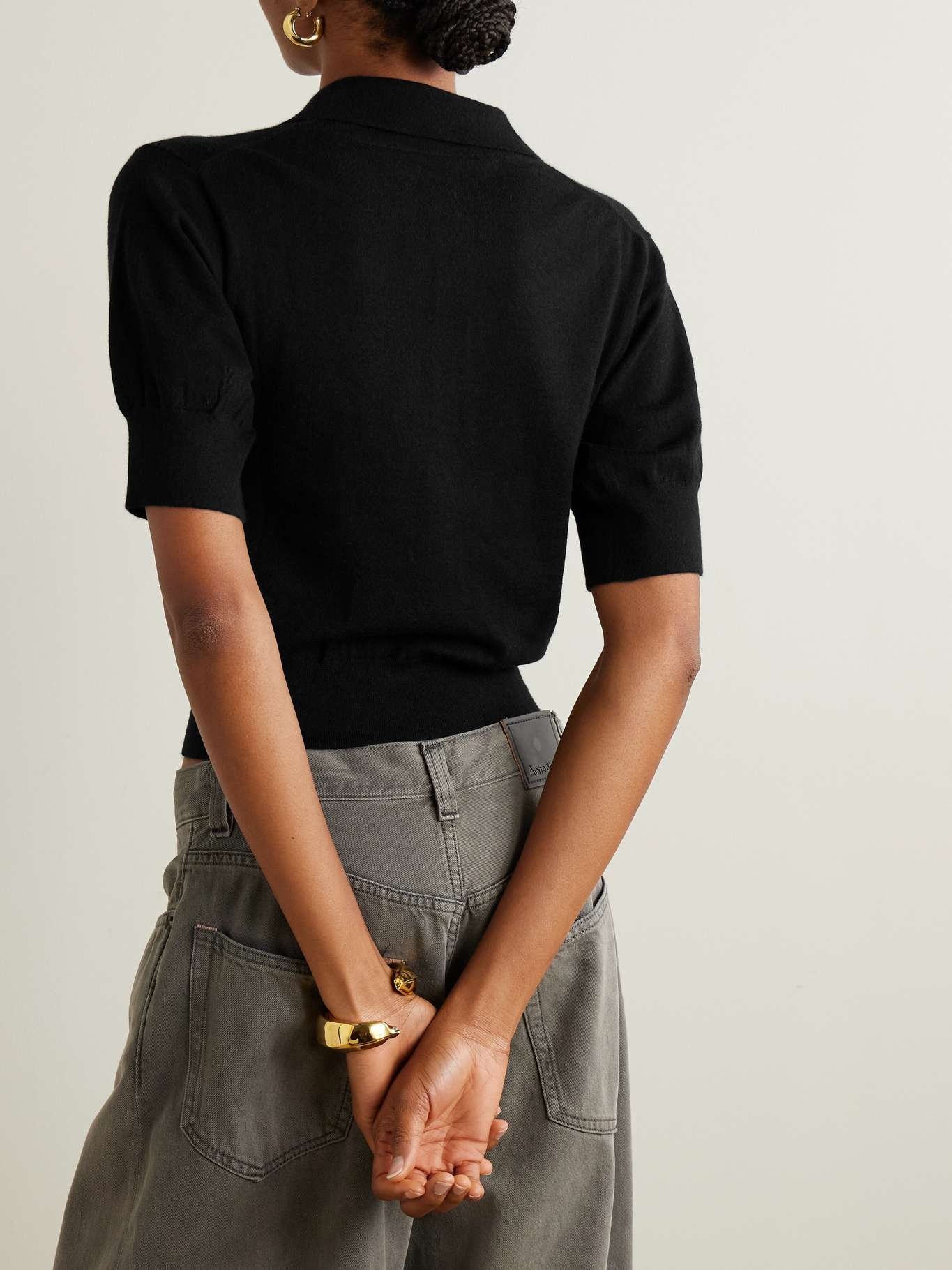 Journey embellished cashmere polo shirt Black - 3