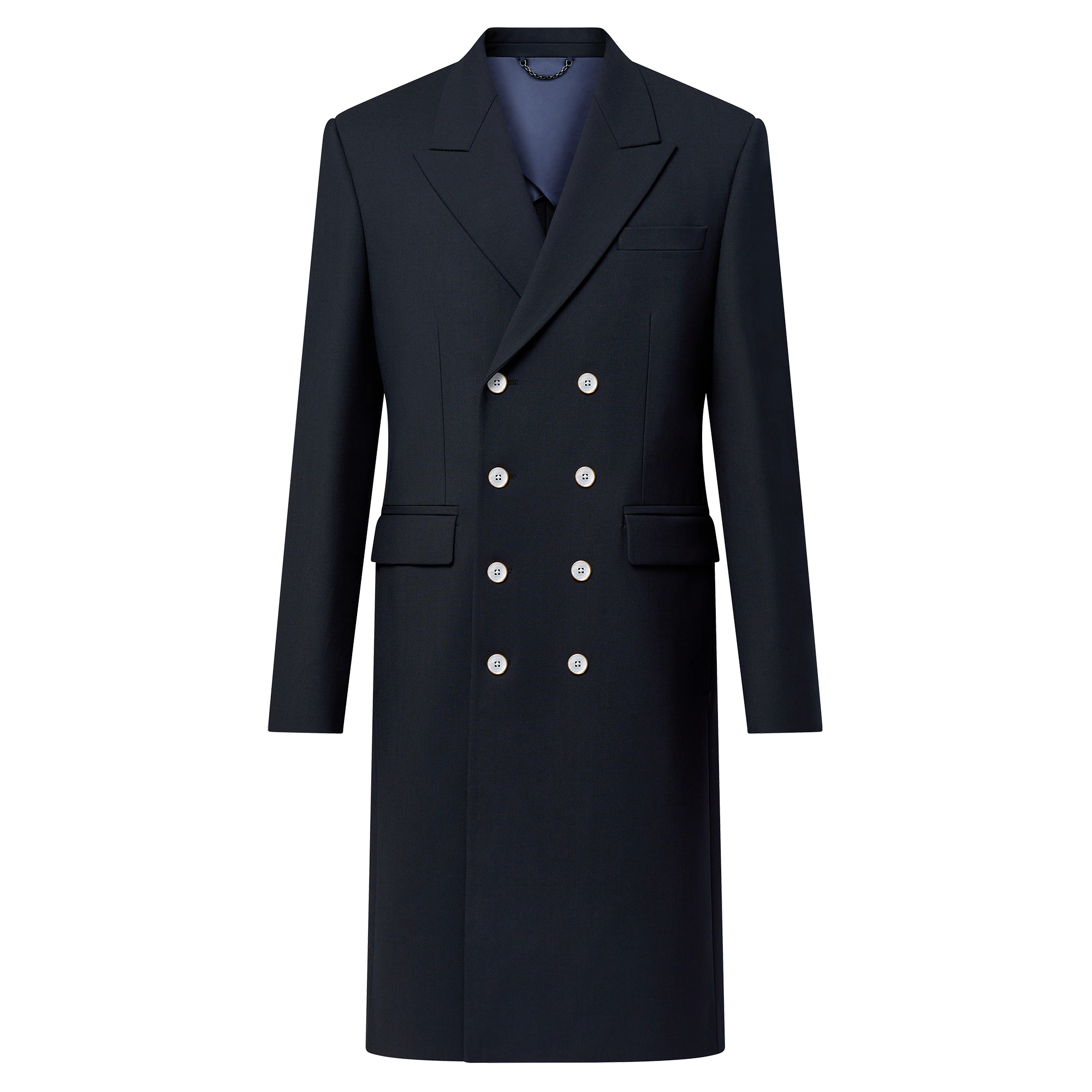 Double-Breasted  Tailored Wool-Blend Coat - 1