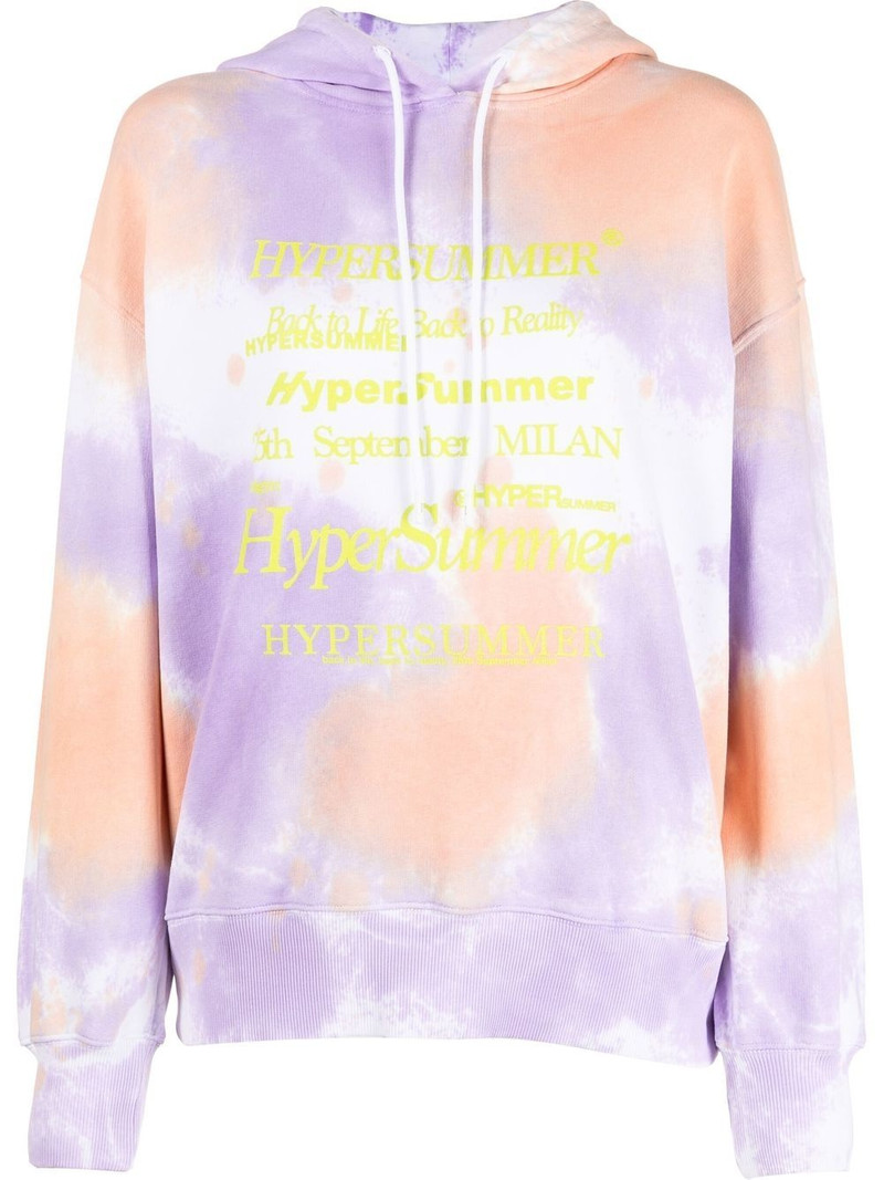 slogan-print tie-dye hoodie 1