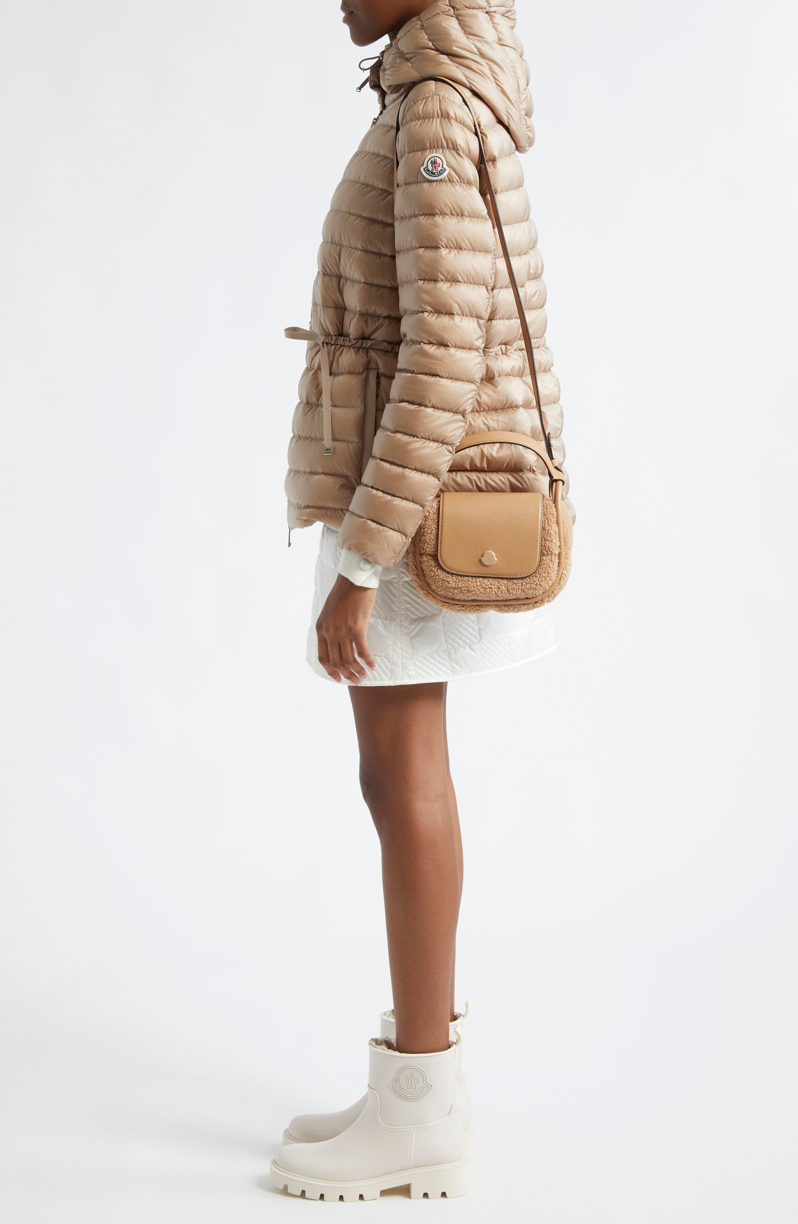 Moncler Mini Tiarna Down Faux Shearling & Leather Handbag in Beige at Nordstrom - 2