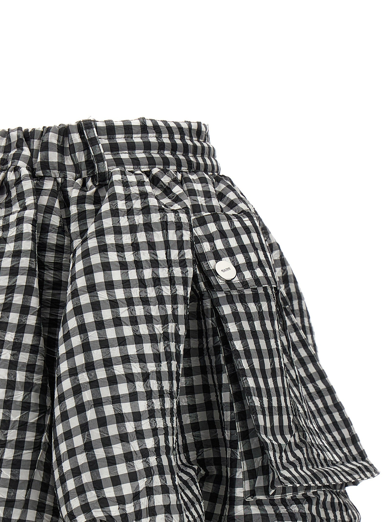 Ganni Women 'Crinkled Check Mini Bubble' Skirt - 4