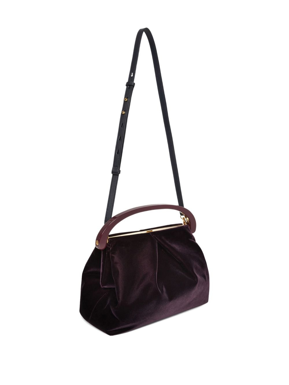 pleated velvet top-handle bag - 3