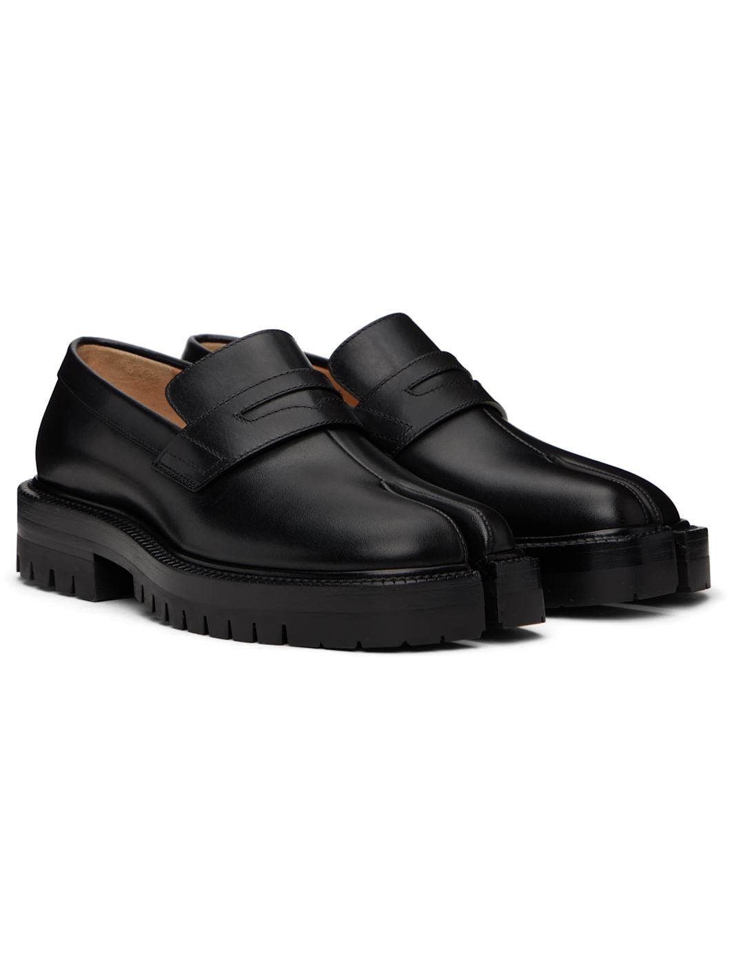 Black Tabi Leather Loafers - 4
