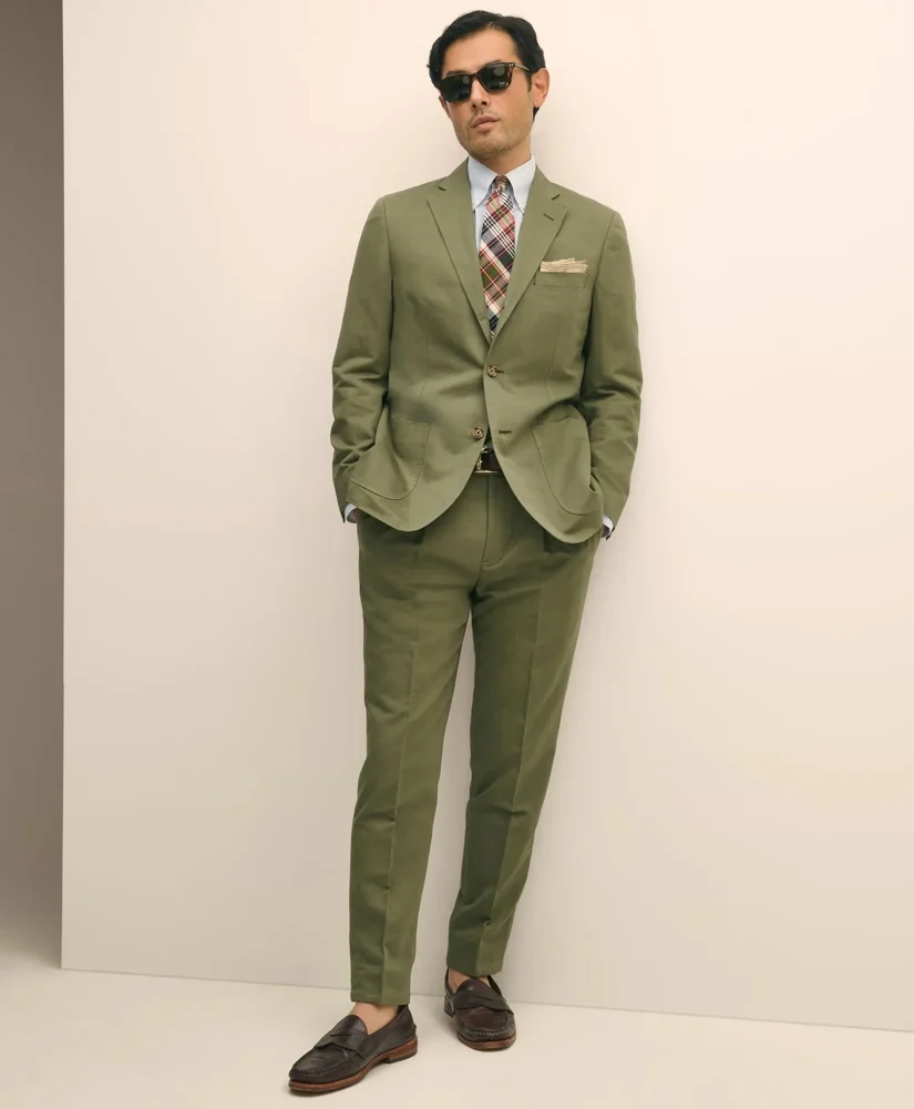 Slim Fit Fine Twill Washed Linen-Cotton Single-Pleat Suit Pants - 1