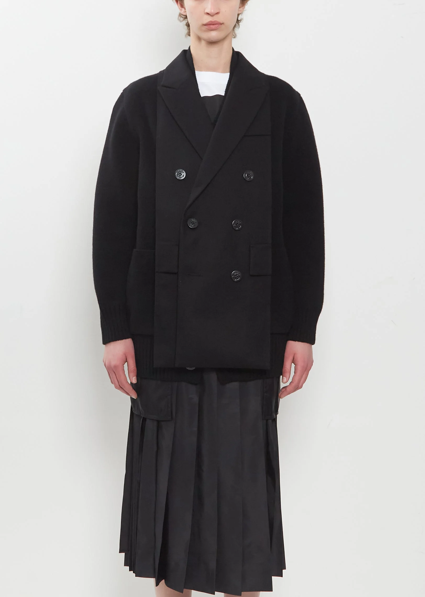 Wool Flannel x Wool Knit Cardigan - 1