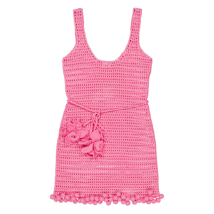 Burberry Ladies Bubblegum Pink Crochet Mini Dress - 4