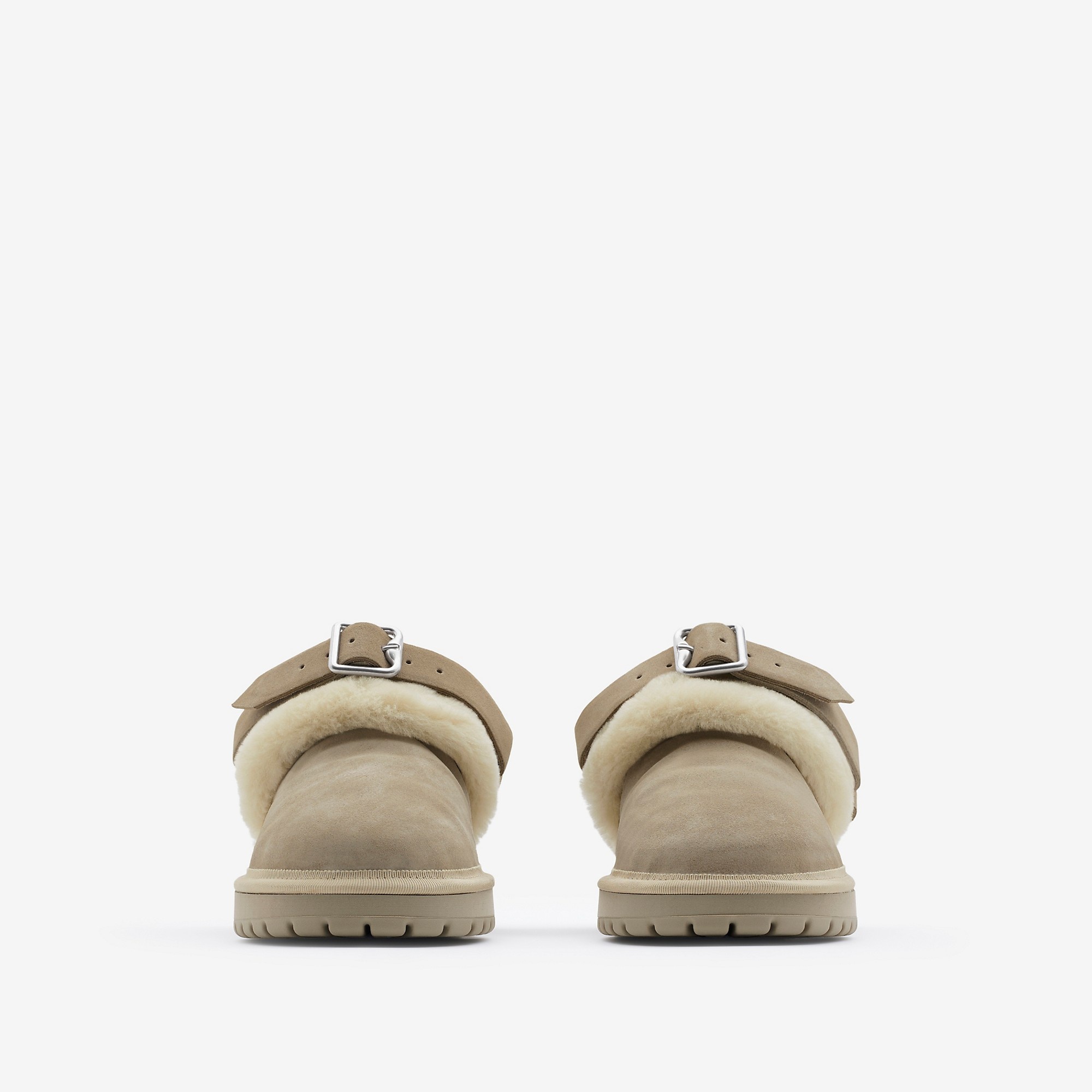 Suede and Shearling Chubby Mules - 3