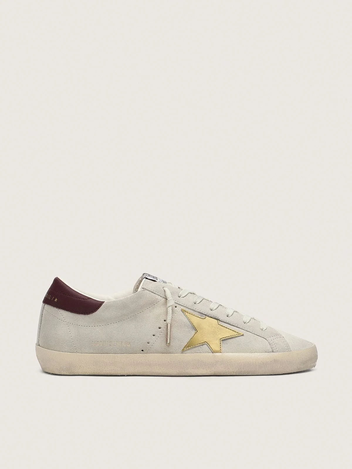 Men's Super-Star CNY in ivory suede with metallic leather star and leather heel tab - 1