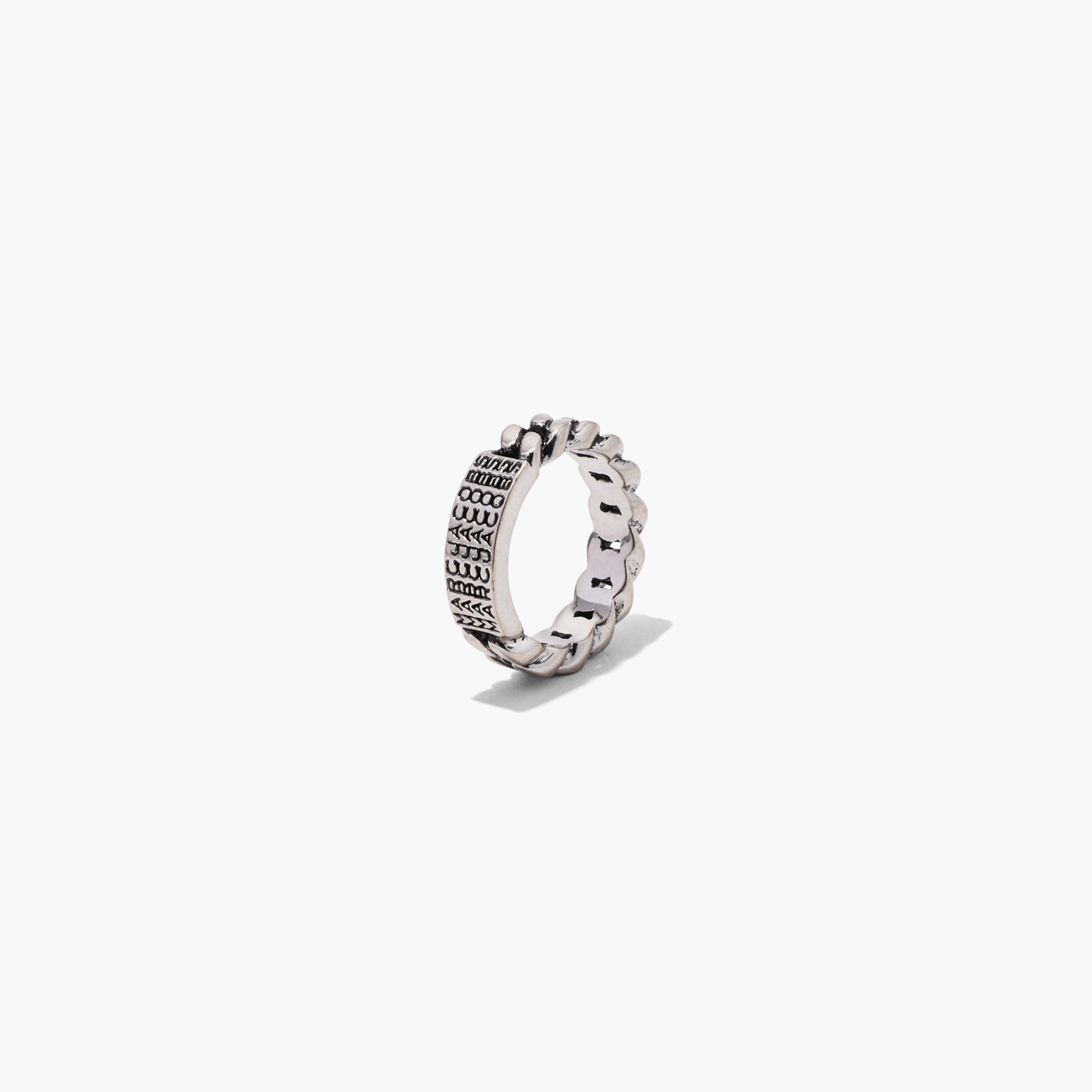 THE BARCODE MONOGRAM ID CHAIN RING - 4