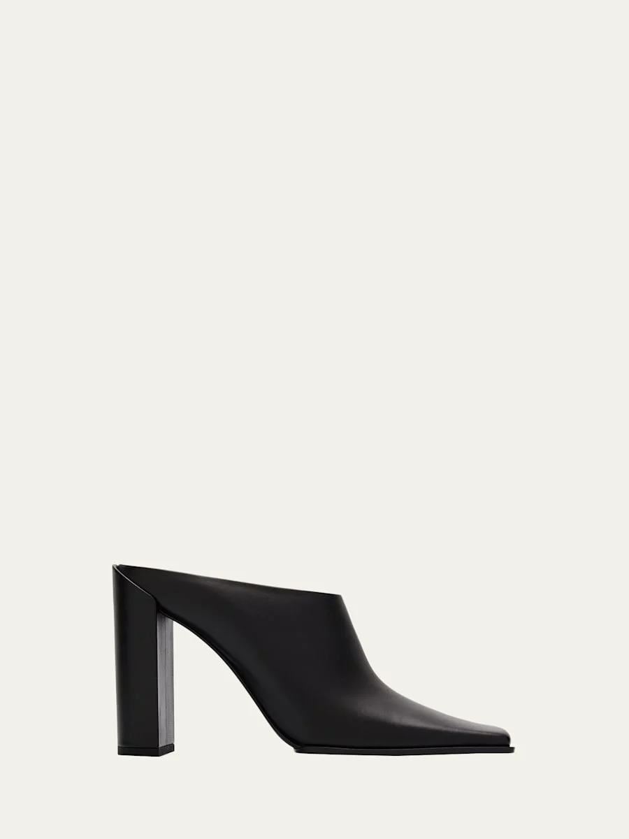 Leather Square-Toe Mules - 1