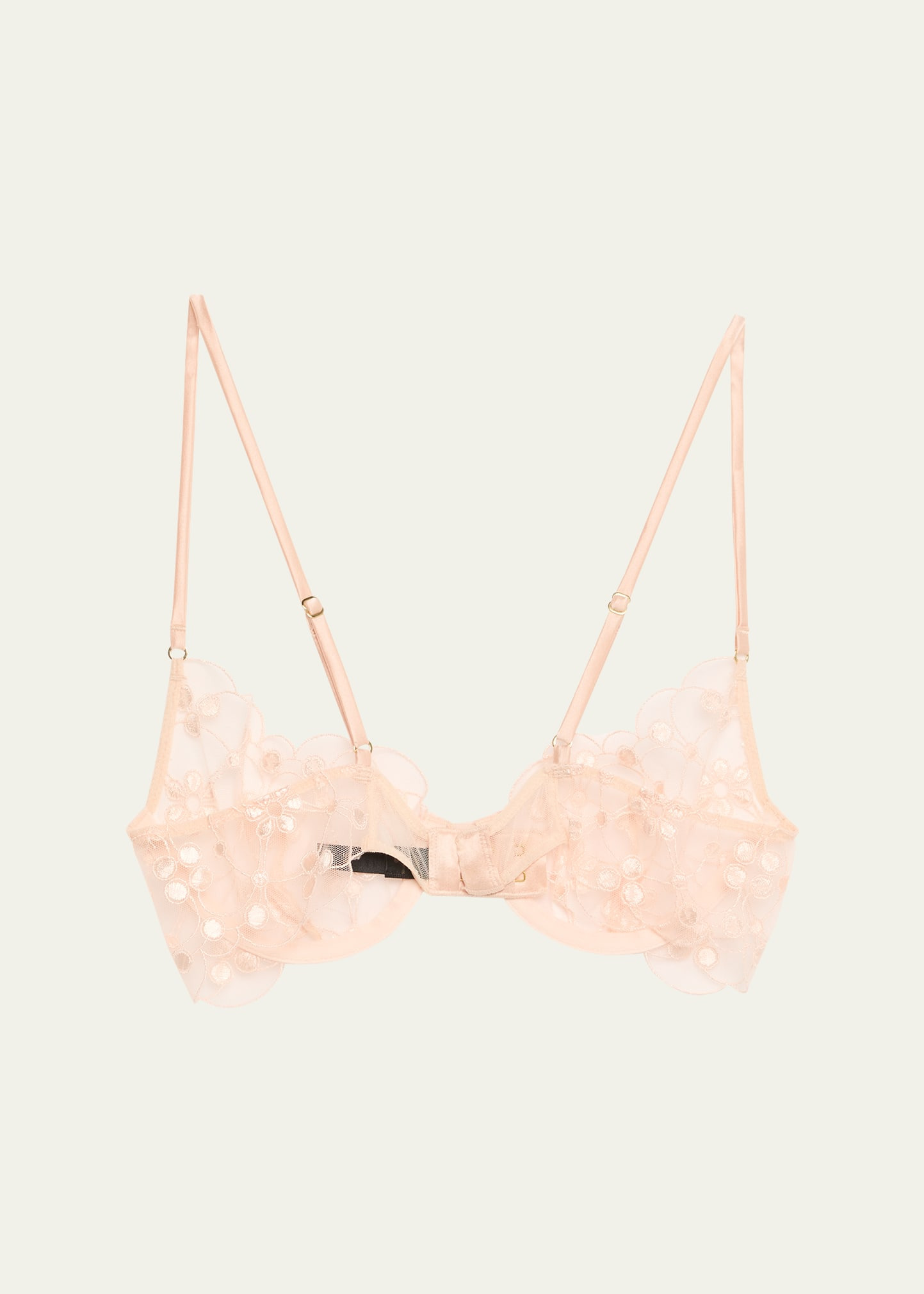 Rosette Embroidered Demi Bra - 2