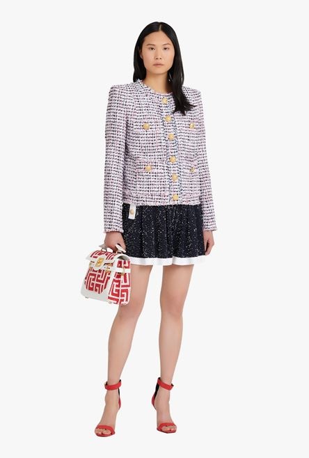HIGH SUMMER CAPSULE - White, “gitane” blue and red tweed spencer jacket - 2