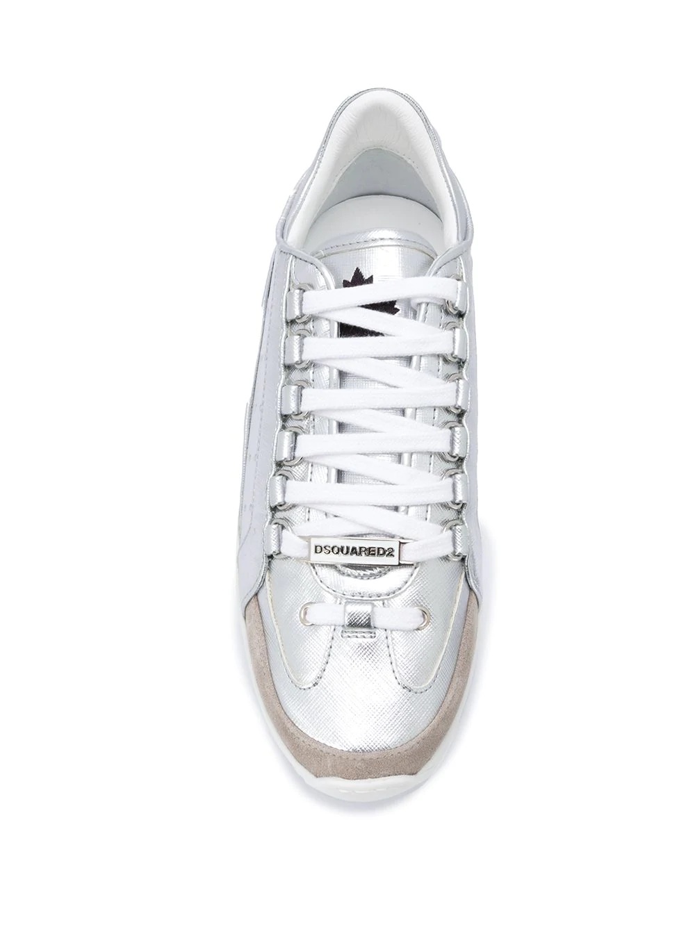 metallic lace-up trainers - 4