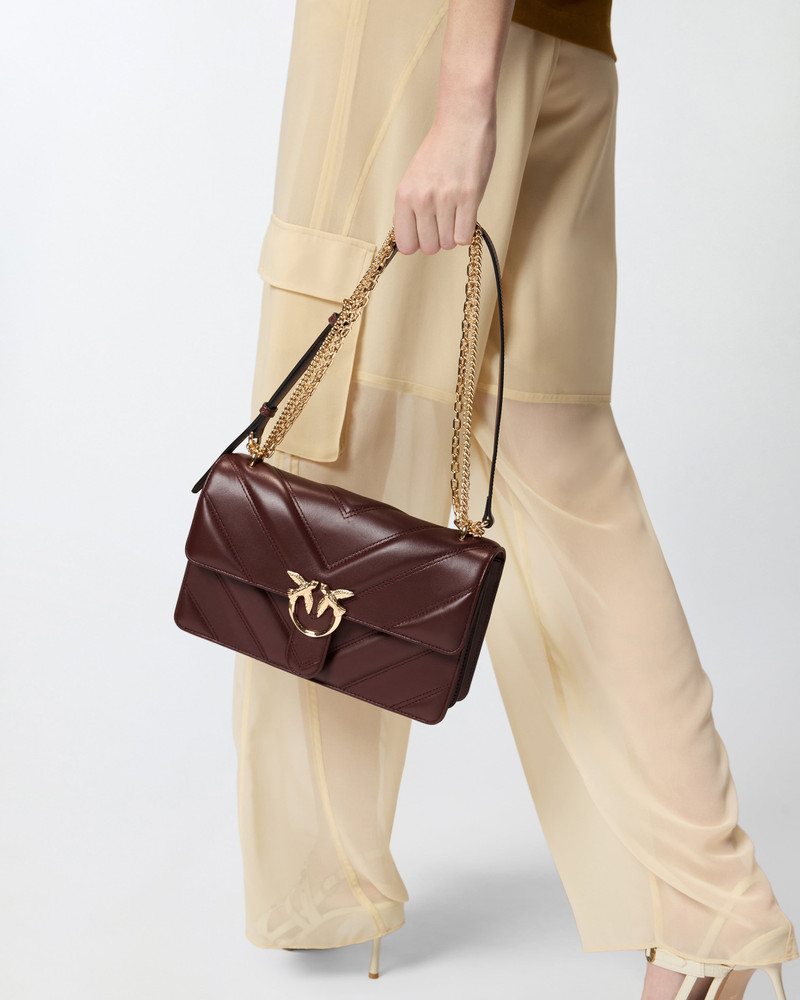 LOVE BAG ONE MEDIUM SHOULDER BAG IN CHEVRON LEATHER AND NAPPA WITH TRIPLE CHAIN 5