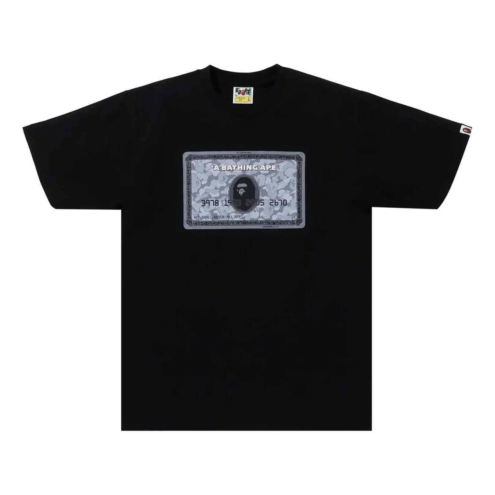 A Bathing Ape Card T-Shirt 'Black Silver' 1K25-110-002-BLACK-SILVER - 1