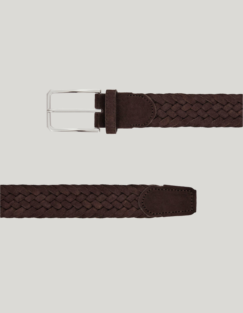 DARK BROWN BRAIDED SUEDE BELT 3