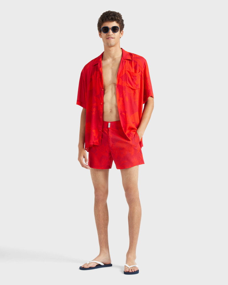 Men Stretch Short Swim Trunks Flat Belt Flower Power 6