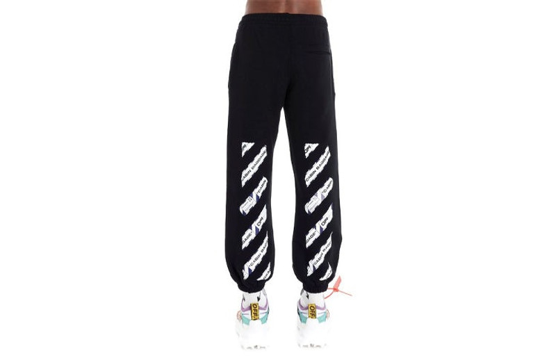 Off-White Men's Off-White Logo Pattern Printing Bundle Feet Sports Pants/Trousers/Joggers Black OMCH022S20E300 outlook