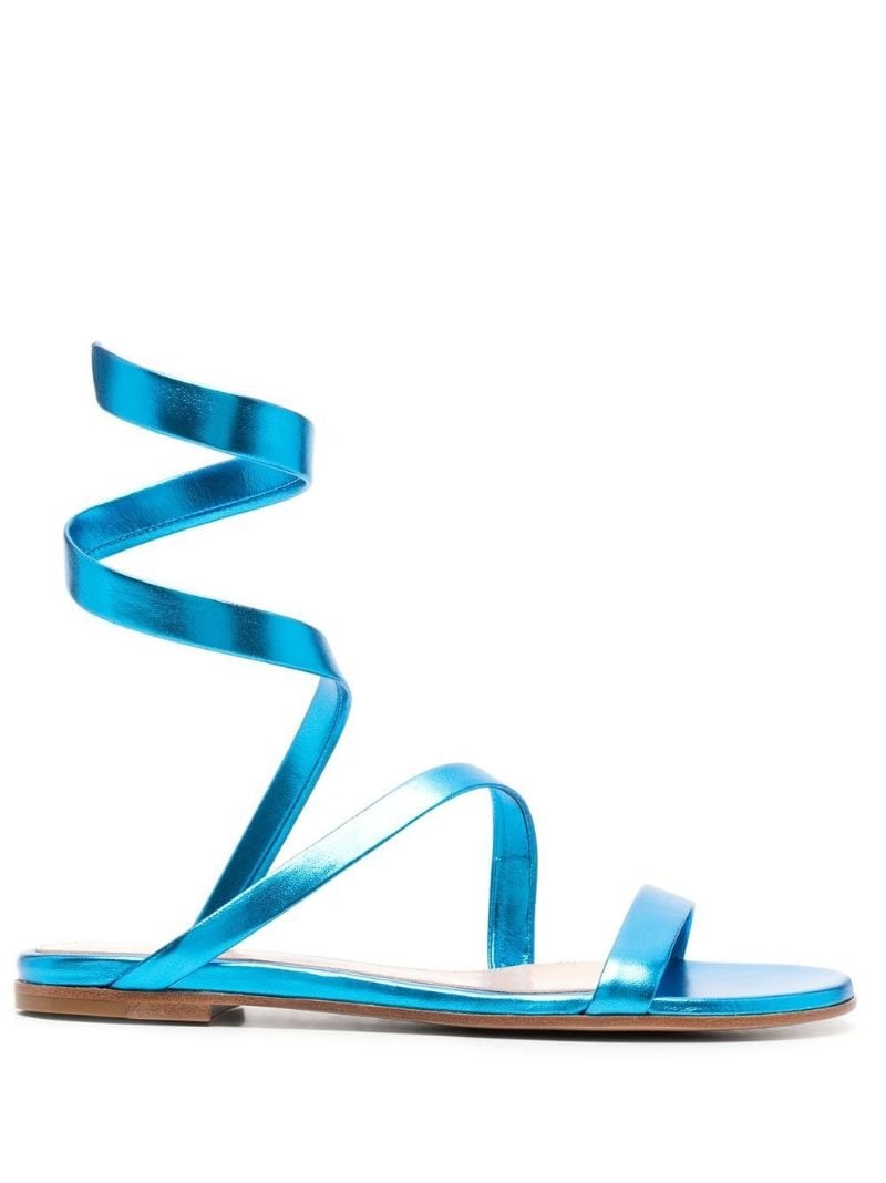 metallic wrap-around sandals - 1