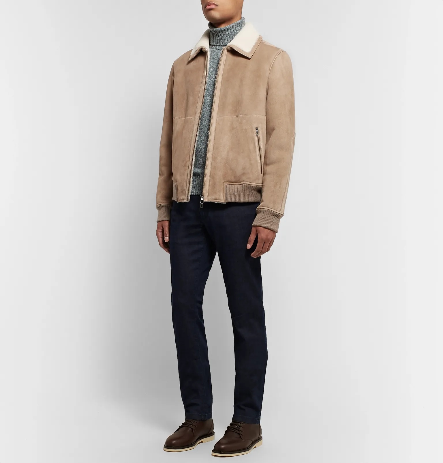 Cashmere-Trimmed Shearling Bomber Jacket - 2