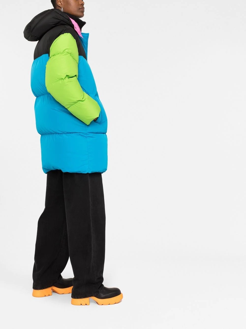 colour-block padded coat - 6
