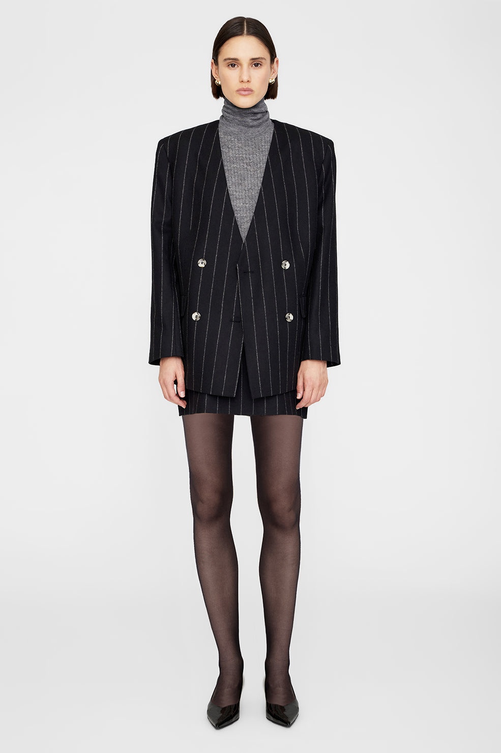 Tierra Skirt - Dark Grey Pinstripe - 4