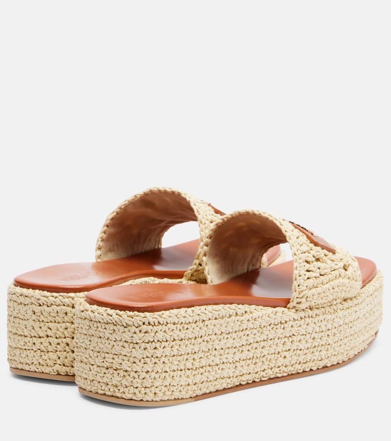 VERSACE Logo raffia platform espadrille slides outlook