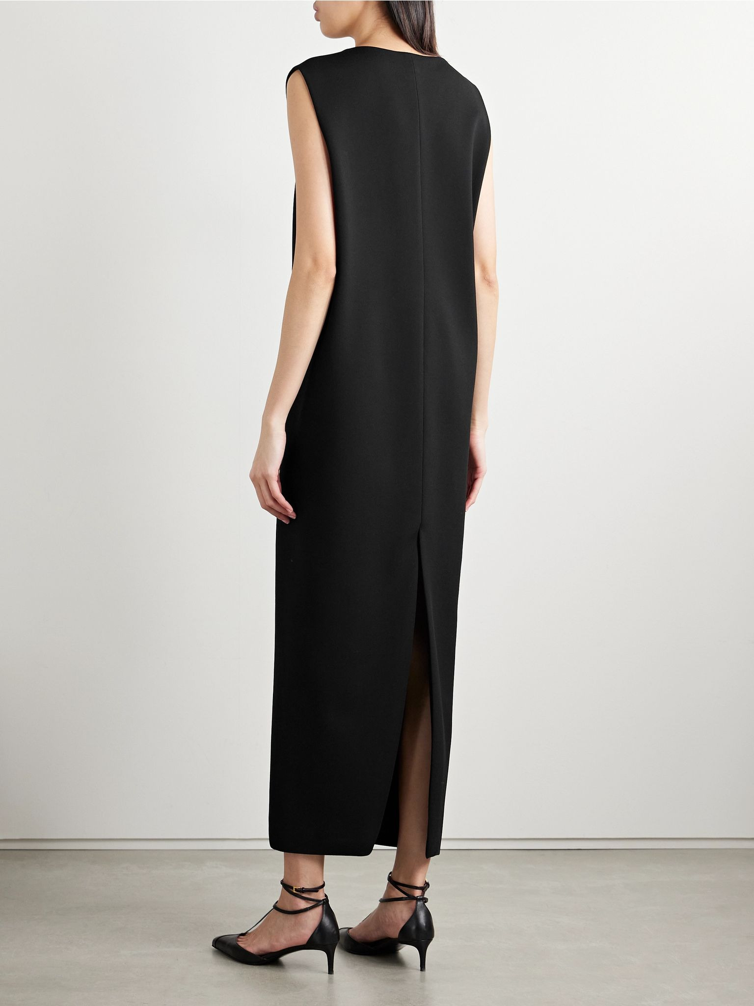 Crispin draped crepe midi dress Black - 3