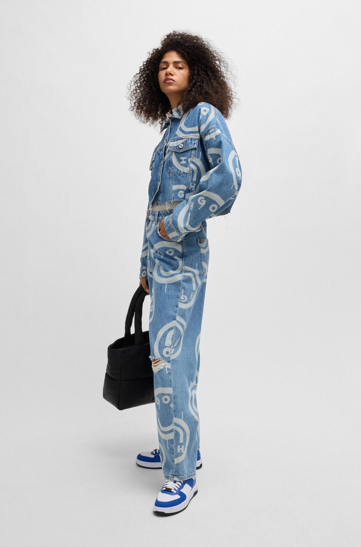 BAGGY-FIT DISTRESSED JEANS WITH HAPPY HUGO PRINT - 3