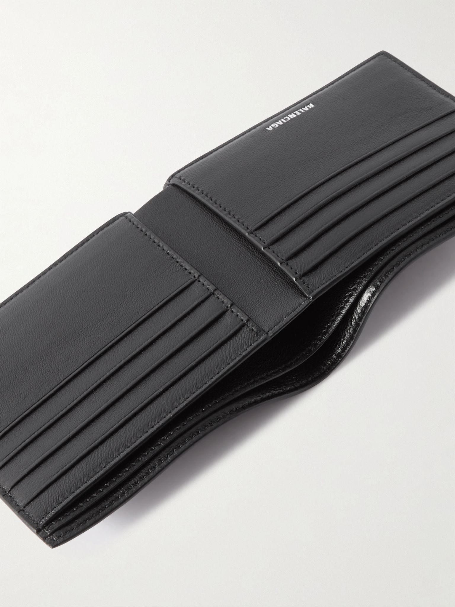 Logo-Print Cross-Grain Leather Billfold Wallet Black - 4