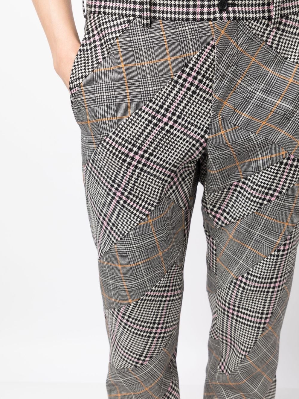 check-pattern straight-leg trousers - 5
