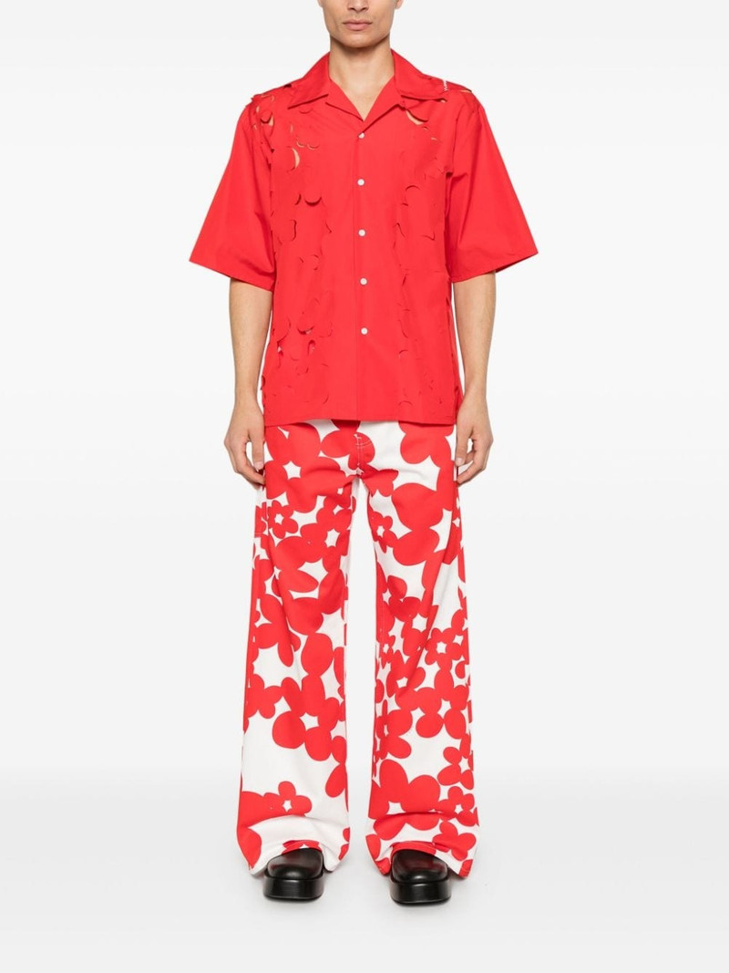Marni logo-embroidered cut-out shirt outlook