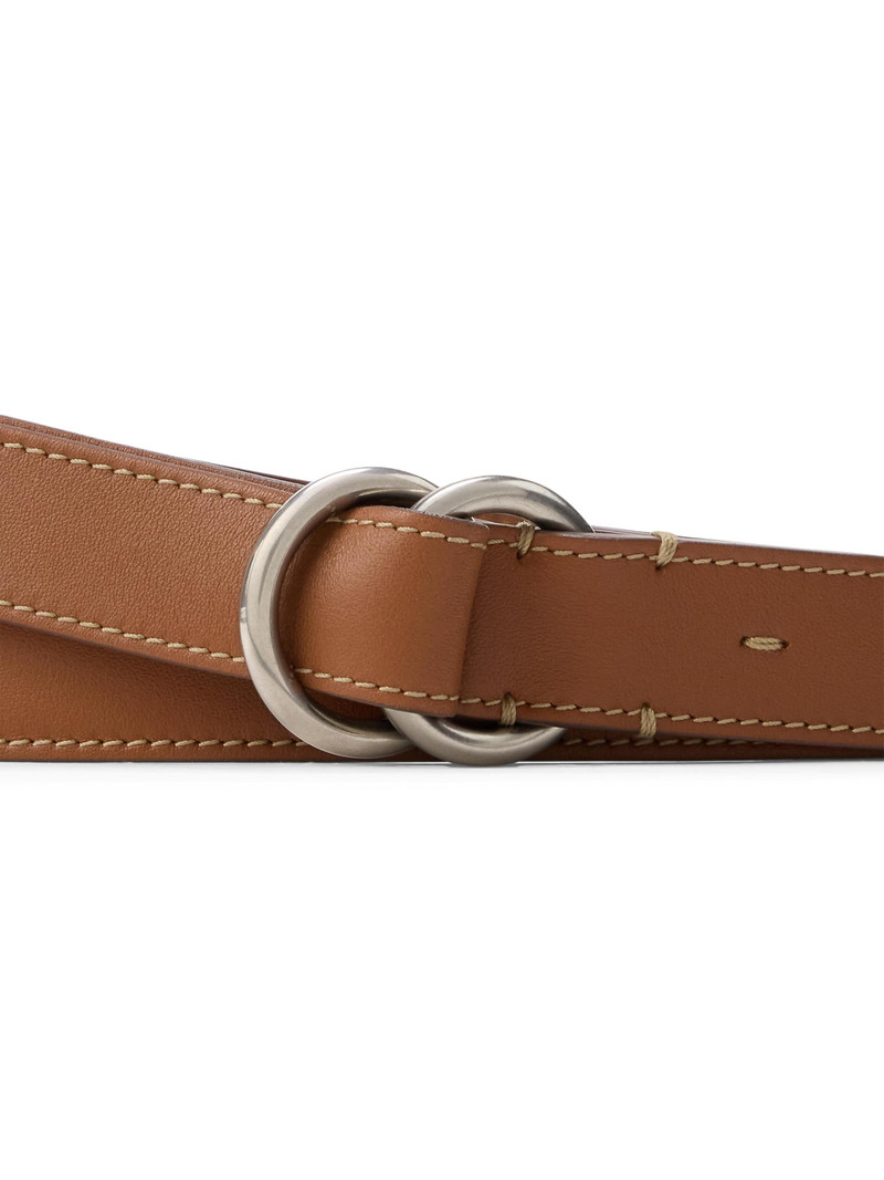 Men's O-Ring Skinny Leather Belt - Gold 4
