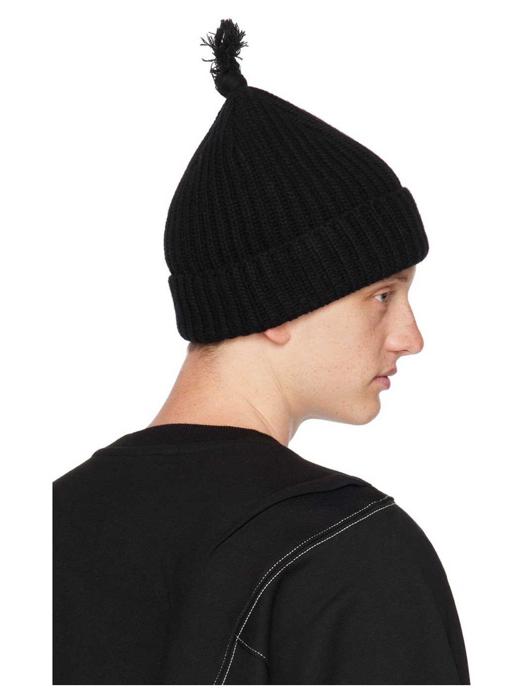 Black Pom-Pom Beanie - 3
