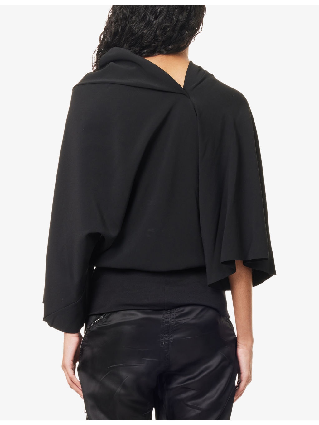 Cylinder Draped Woven Top - 4