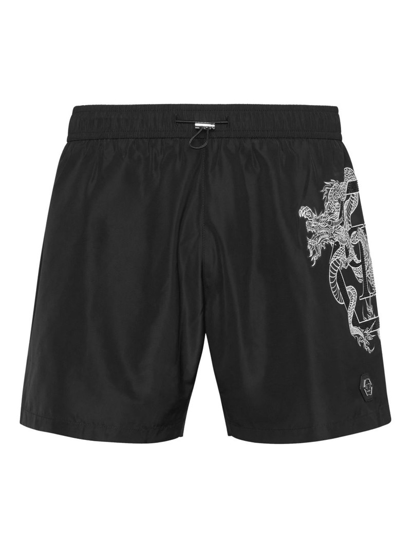 dragon-print swim shorts 1