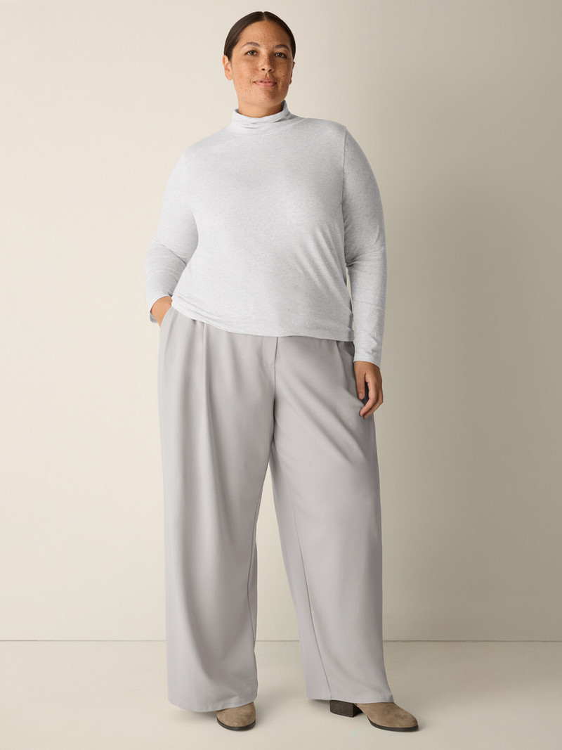 Mélange Sheer Cotton Blend Knit Turtleneck Top 6