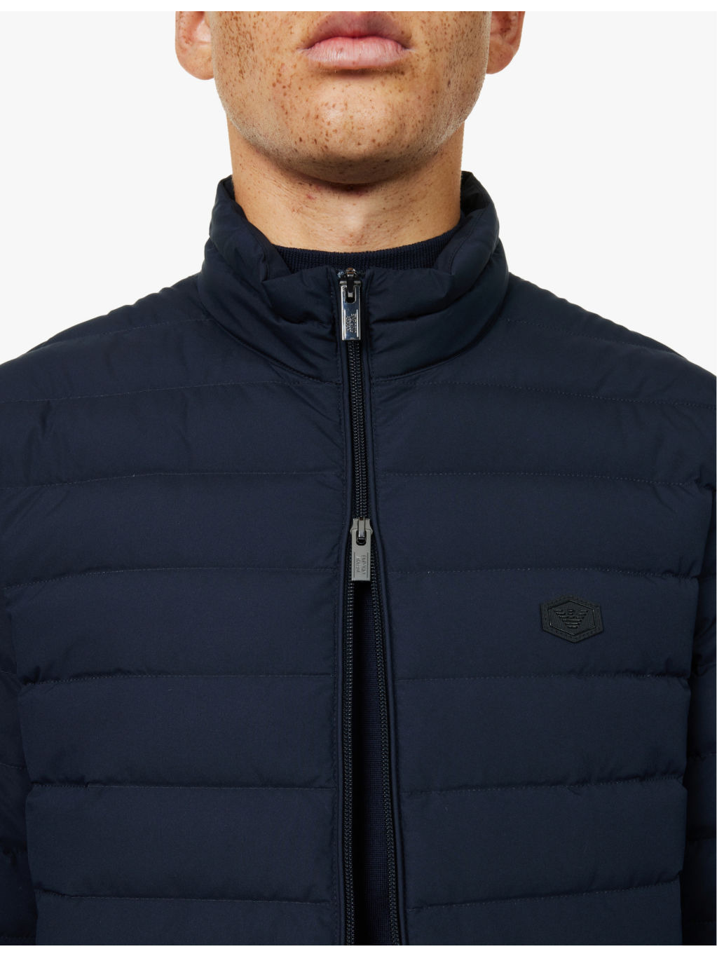 Badge padded slim-fit woven-down jacket - 5