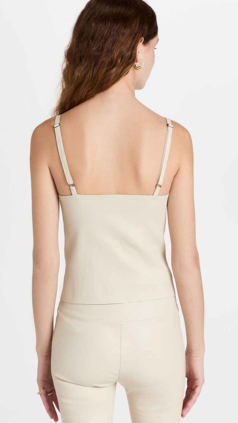 SPRWMN ECRU LEATHER CAMISOLE TANK outlook