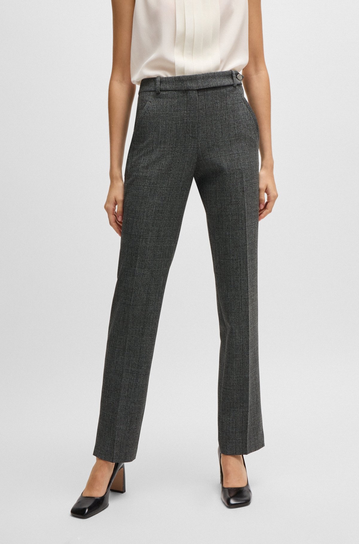 SLIM-LEG TROUSERS IN CHECKED STRETCH FABRIC - 2