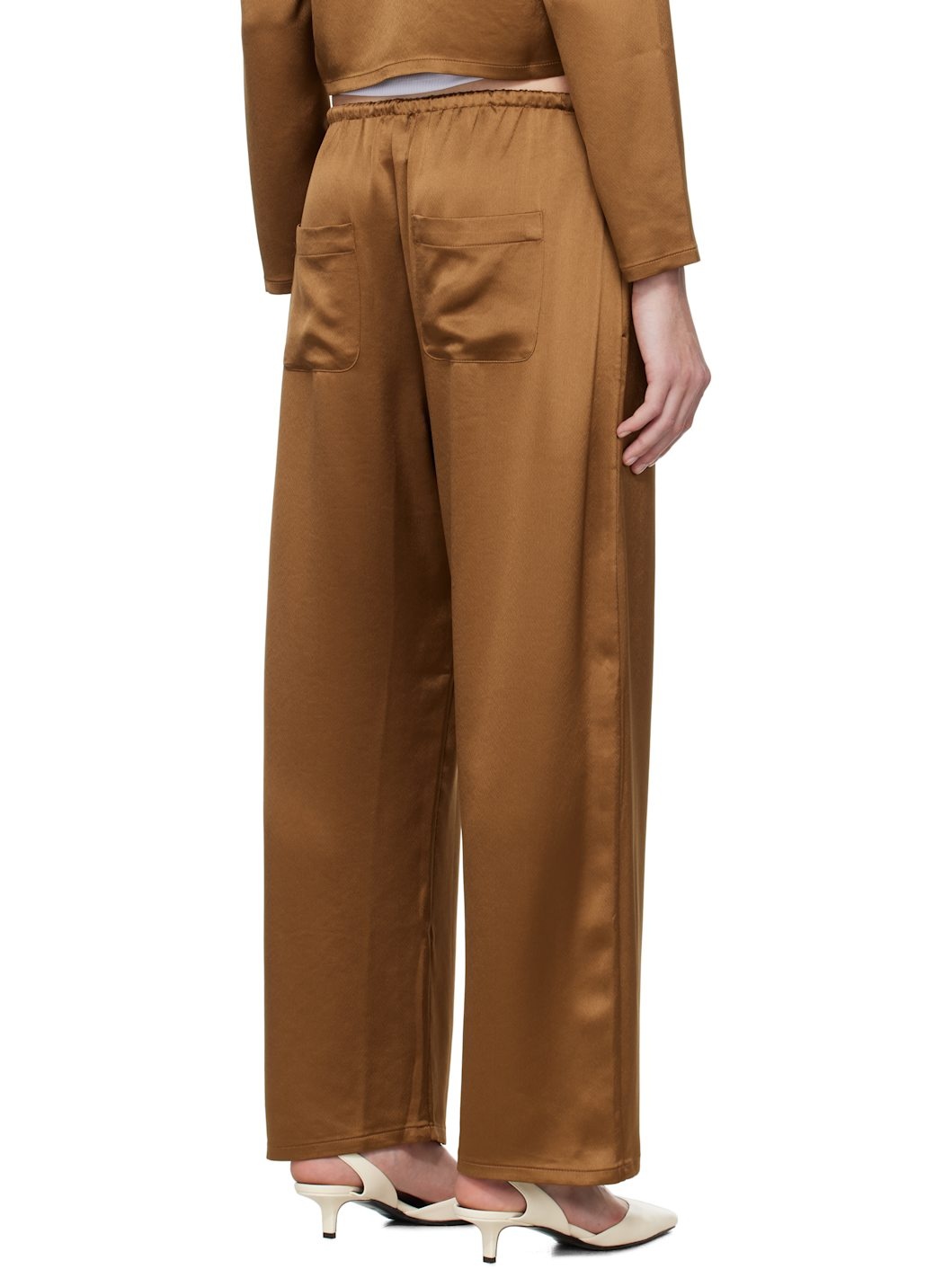 Brown Barb Crop Drawstring Lounge Pants - 3