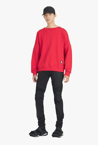 Balmain Red eco-designed cotton sweatshirt with white Balmain logo print outlook