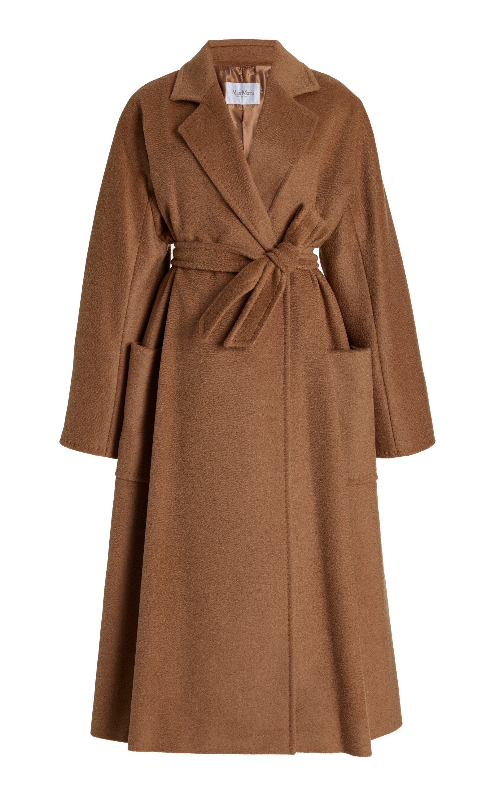 【関税＆送料込み】Max Mara Long Camelwool Coat Max Mara Olea Long Camelwool Wrap Coat tan | modaoperandi