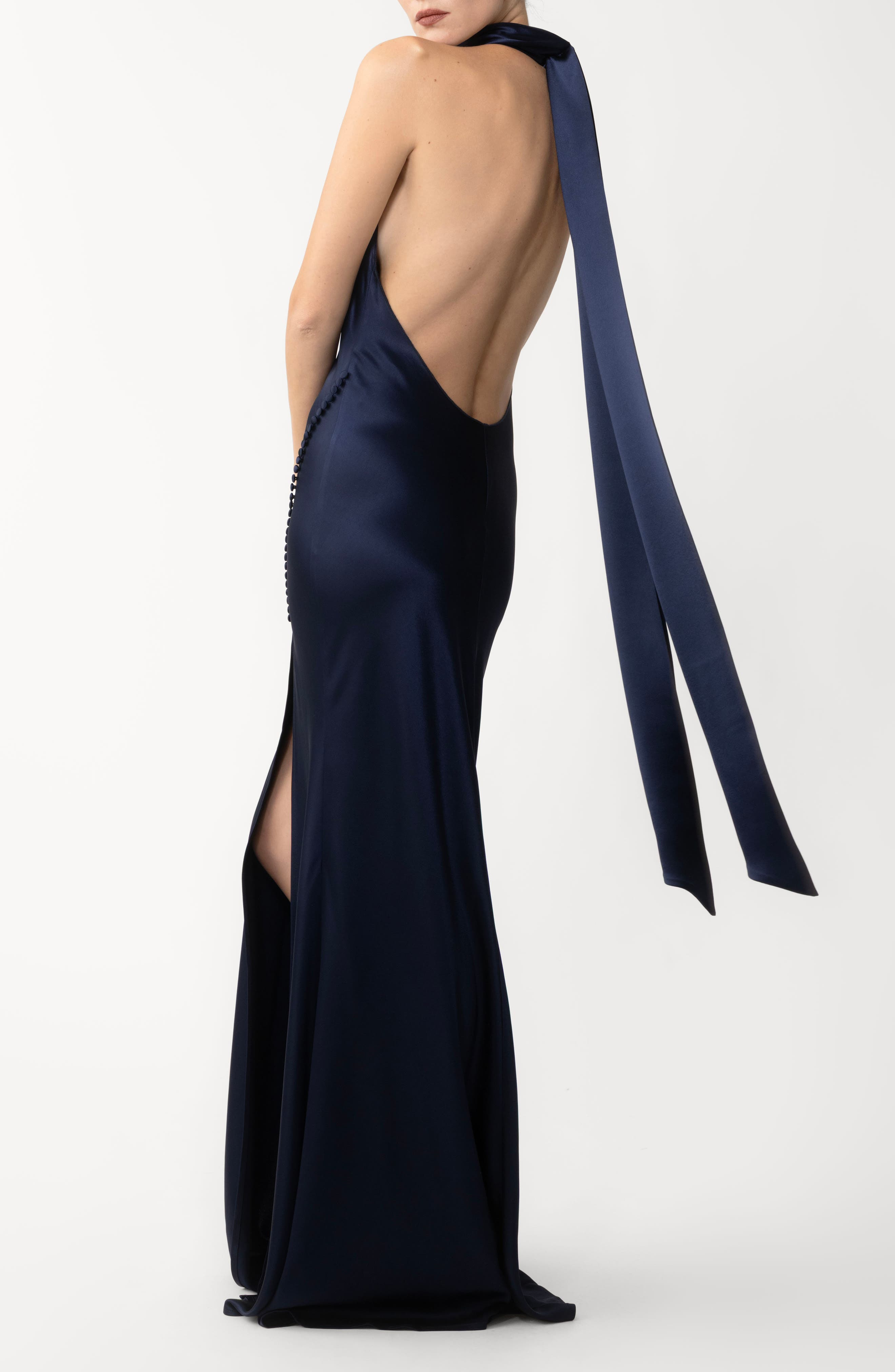 SAU LEE Penelope Satin Gown in Midnight Blue at Nordstrom - 2