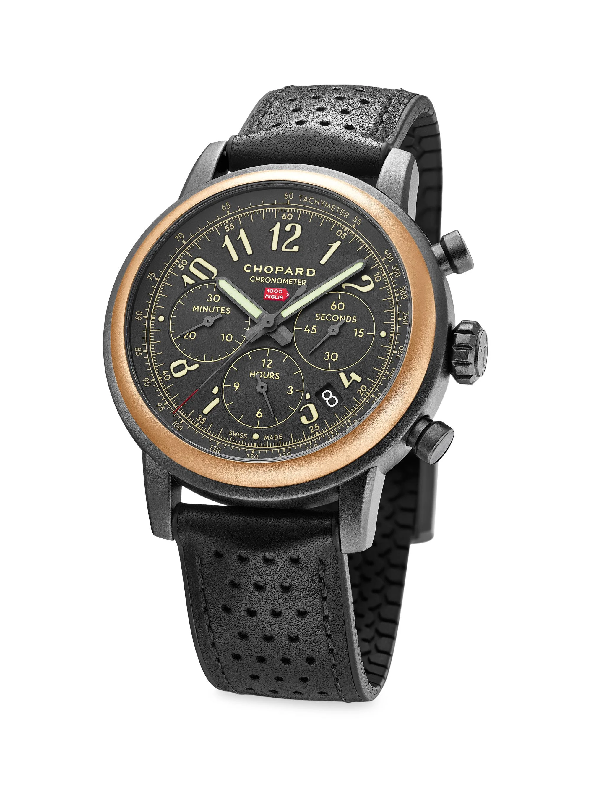Men's Mille Miglia Limited Edition 18K Rose Gold, Stainless Steel & Leather Strap Chronograph Watch - 1